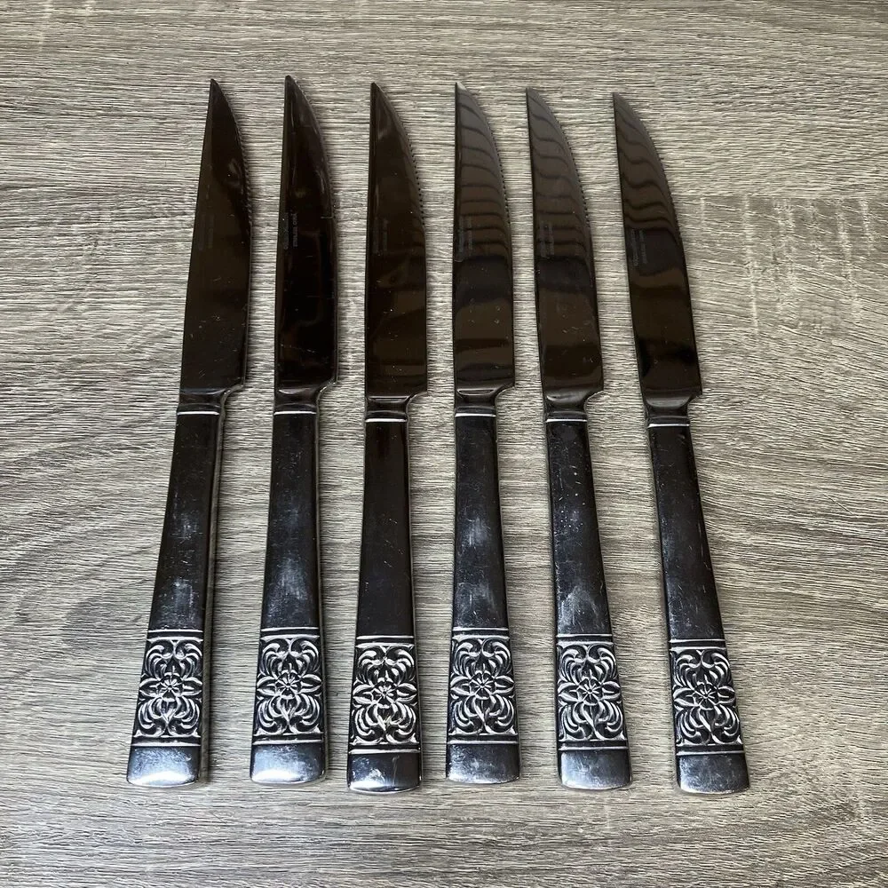 Reed & Barton Lot Of 6 Harvest Bouquet Stainless Steel Steak Knives Replacement